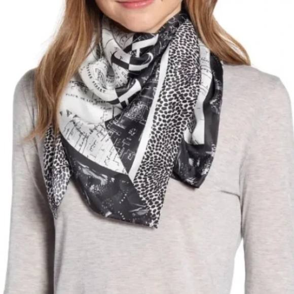 All Saints Spitalfields Splice Square Bandana Scarf in Black and White - Picture 3 of 5